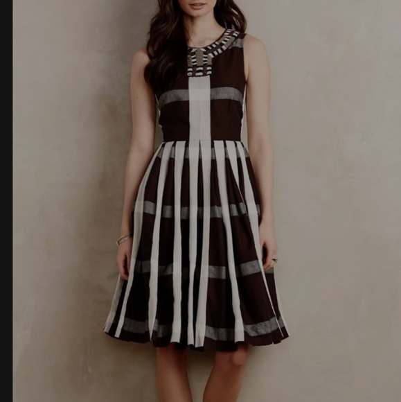 maeve anthropologie brown plaid dress Maeve Strapless Plaid Maxi Dress